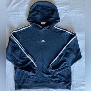 Adidas Pullover Hoodie Navy Blue Three Stripe Middle Logo